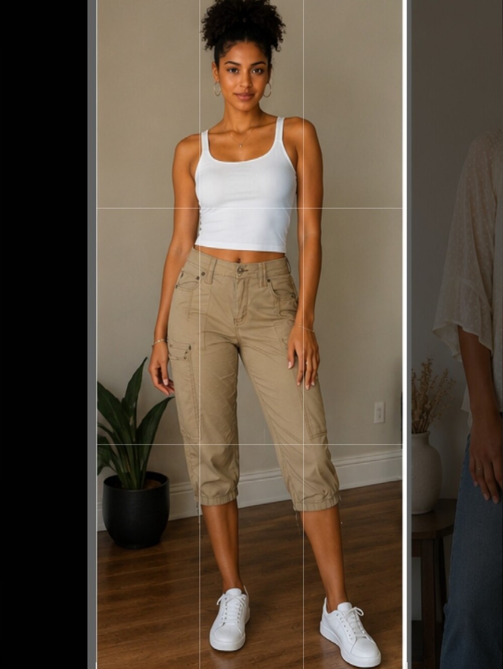 Plugg Tan Capri Pants with Zipper Detail